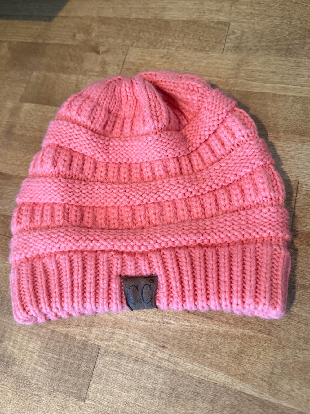 C.C womens Ribbed Knit Beanie - Coral Pink